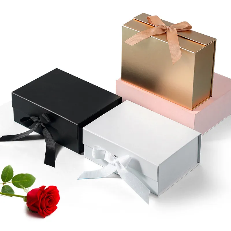 Custom logo White Foldable Garment Chocolate Gift Jewelry Magnetic Closing Packaging Paper Box With Ribbon Custom logo White Foldable Garment Chocolate Gift Jewelry Magnetic Closing Packaging Paper Box With Ribbon