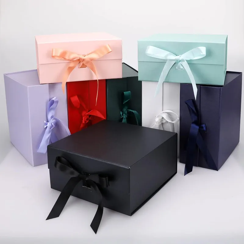 Luxury Magnetic Rigid Gift Box for Shoes Clothing Recyclable Grey Board Matt Lamination Ribbon Closure Customizable Premium Luxury Magnetic Rigid Gift Box for Shoes Clothing Recyclable Grey Board Matt Lamination Ribbon Closure Customizable Premium
