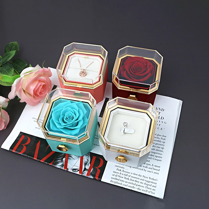 Wholesale Custom Jewelry Box Valentine's Day Gift Packaging Confession Proposal Rotatable Soap Rose Flower Necklace Box Wholesale Custom Jewelry Box Valentine's Day Gift Packaging Confession Proposal Rotatable Soap Rose Flower Necklace Box