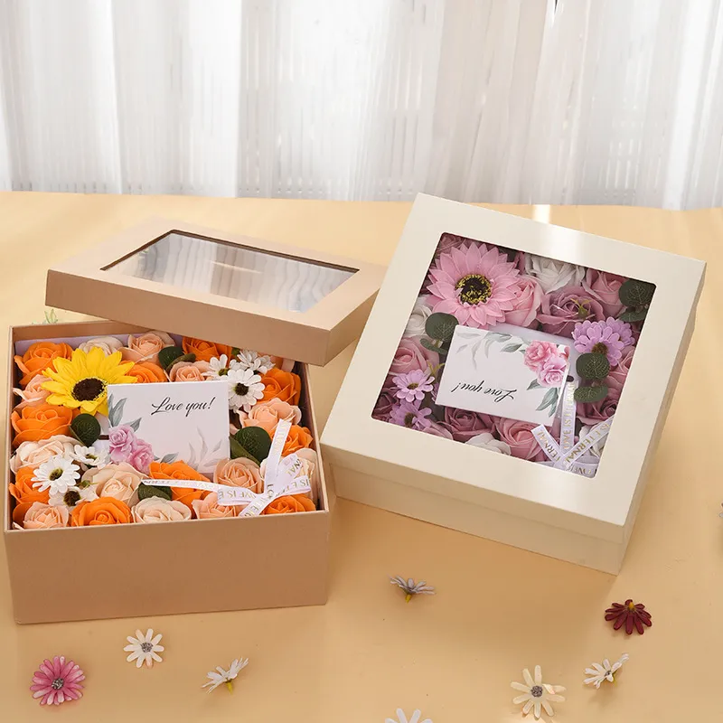 Customizable Teacher's Day Valentine's Day Graduation Transparent Window Small Square Heaven and Earth Gift Box Customizable Teacher's Day Valentine's Day Graduation Transparent Window Small Square Heaven and Earth Gift Box