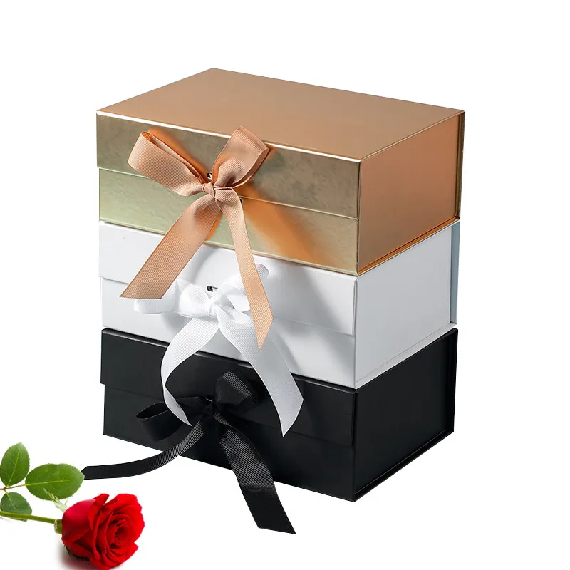 Custom logo White Foldable Garment Chocolate Gift Jewelry Magnetic Closing Packaging Paper Box With Ribbon Custom logo White Foldable Garment Chocolate Gift Jewelry Magnetic Closing Packaging Paper Box With Ribbon