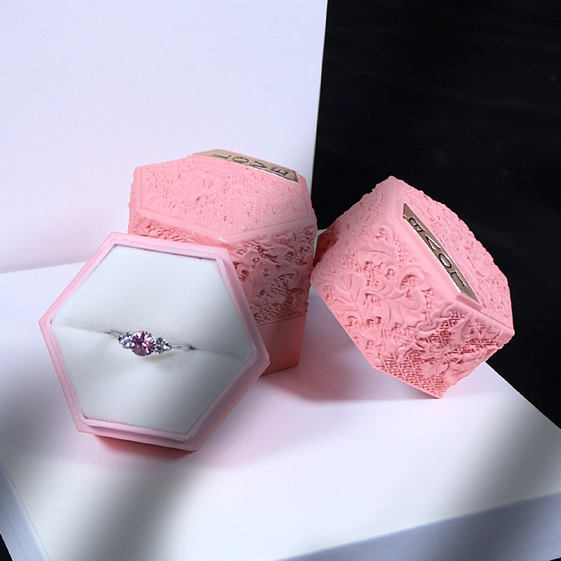 Custom Plastic Set Box Jewelry Box Necklace Ring Large Luxury Jewelry Packaging Hexagonal Emboss Flower Box