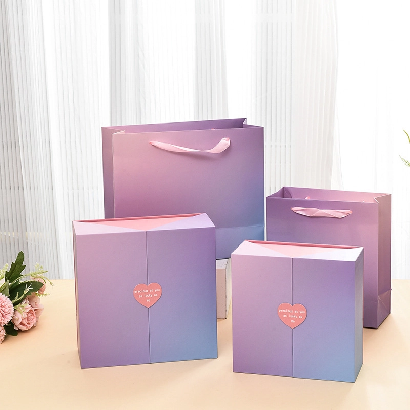 Customizable Factory Recyclable Rigid Paper Gift Box Double-Opening with Magnetic Closure Portable Present for Cosmetics Customizable Factory Recyclable Rigid Paper Gift Box Double-Opening with Magnetic Closure Portable Present for Cosmetics