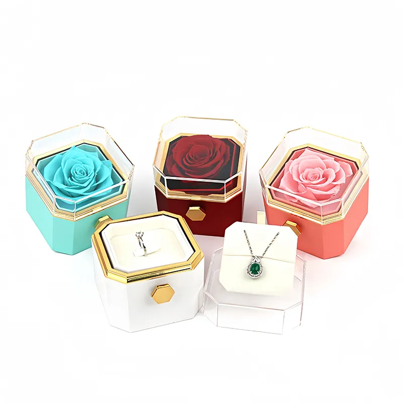 Wholesale Custom Jewelry Box Valentine's Day Gift Packaging Confession Proposal Rotatable Soap Rose Flower Necklace Box Wholesale Custom Jewelry Box Valentine's Day Gift Packaging Confession Proposal Rotatable Soap Rose Flower Necklace Box