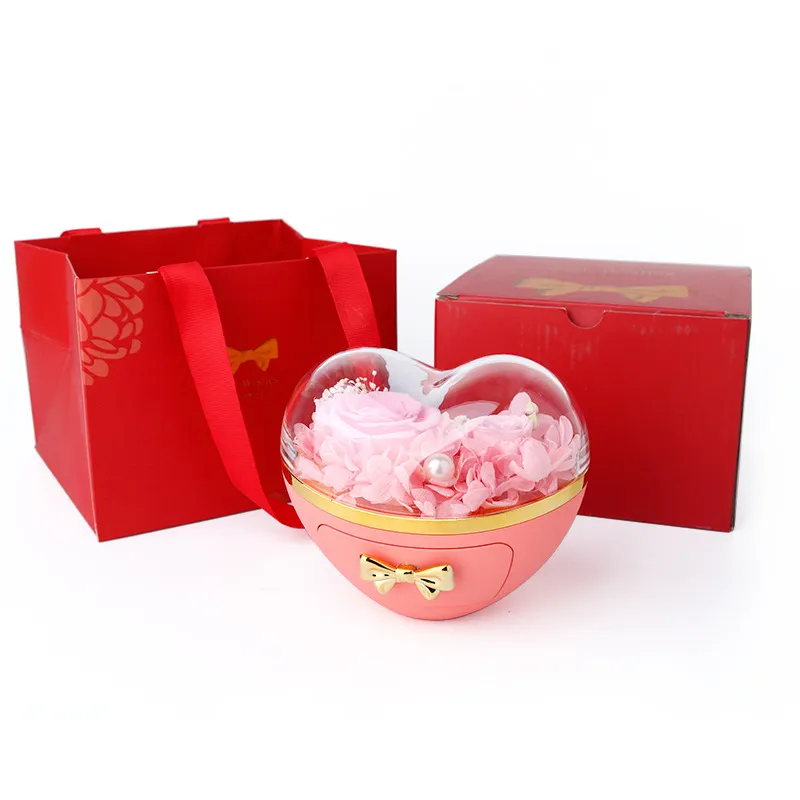 Wholesale Heart-shaped Eternal Flower Gift Box love Rose Gift Box Rose Jewelry Box Necklace Ring Packaging for Valentine's Day Wholesale Heart-shaped Eternal Flower Gift Box love Rose Gift Box Rose Jewelry Box Necklace Ring Packaging for Valentine's Day
