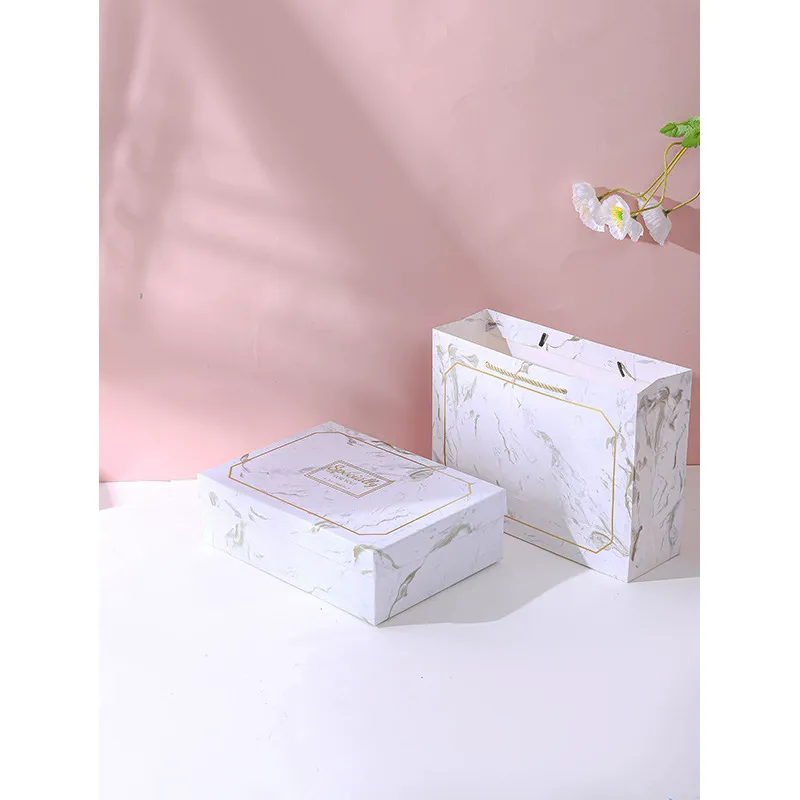 Luxury Empty Packaging Paper Gift Box Customized Printed Festival Rigid Boxes Handbag with Handle Cosmetic