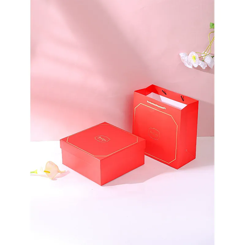 Luxury Empty Packaging Paper Gift Box Customized Printed Festival Rigid Boxes Handbag with Handle Cosmetic