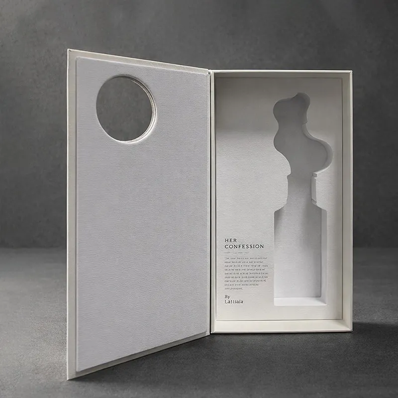 Book Shape Design Creative Perfume Box Fragrance Bottle Matt Lamination Sponge Custom Logo Arabic Essential Oil Packaging Boxes