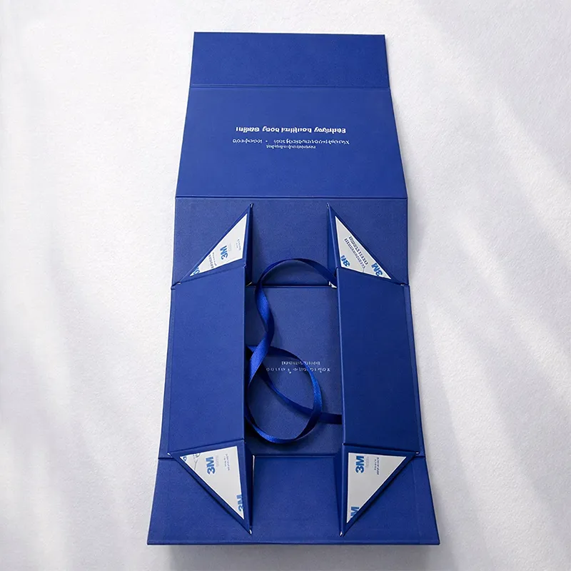 Custom Purple Square Foldable Magnetic Gift Box Premium Collapsible Paper Packaging with Gold Hot Stamping and UV Coating
