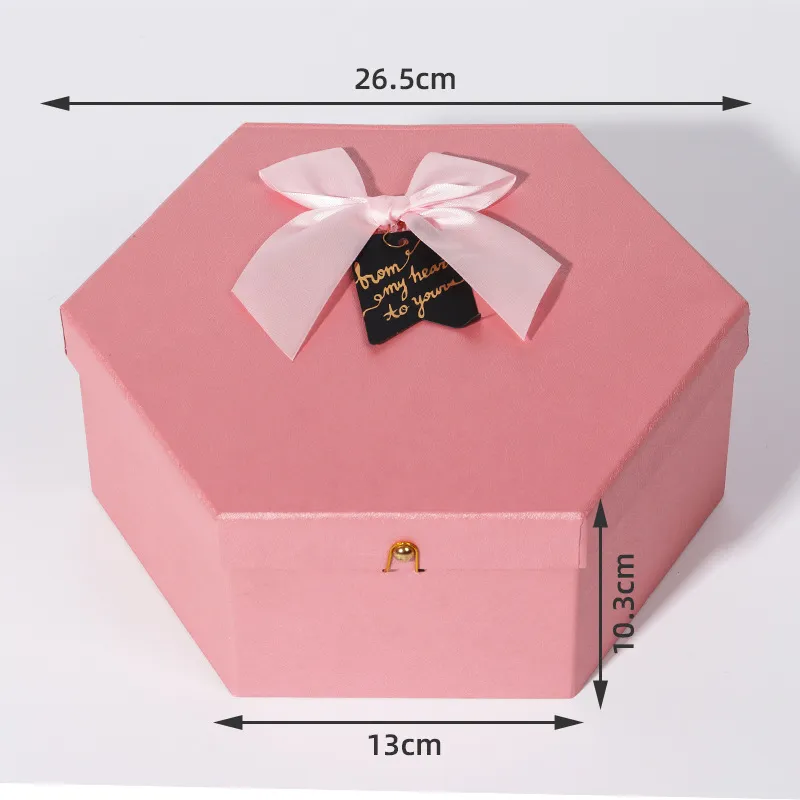 Custom Hexagon Gift Box Creative Valentine's Day Wedding Makeup Empty DIY Recyclable Embossing Sponge Liner
