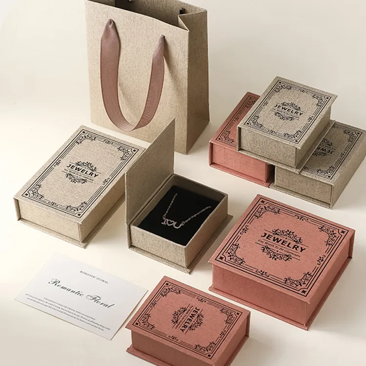 Wholesale Customizable Rigid Cardboard Magnetic Closure Recycled Materials Jewellery Gift Paper Box for Rings Earrings Bracelets