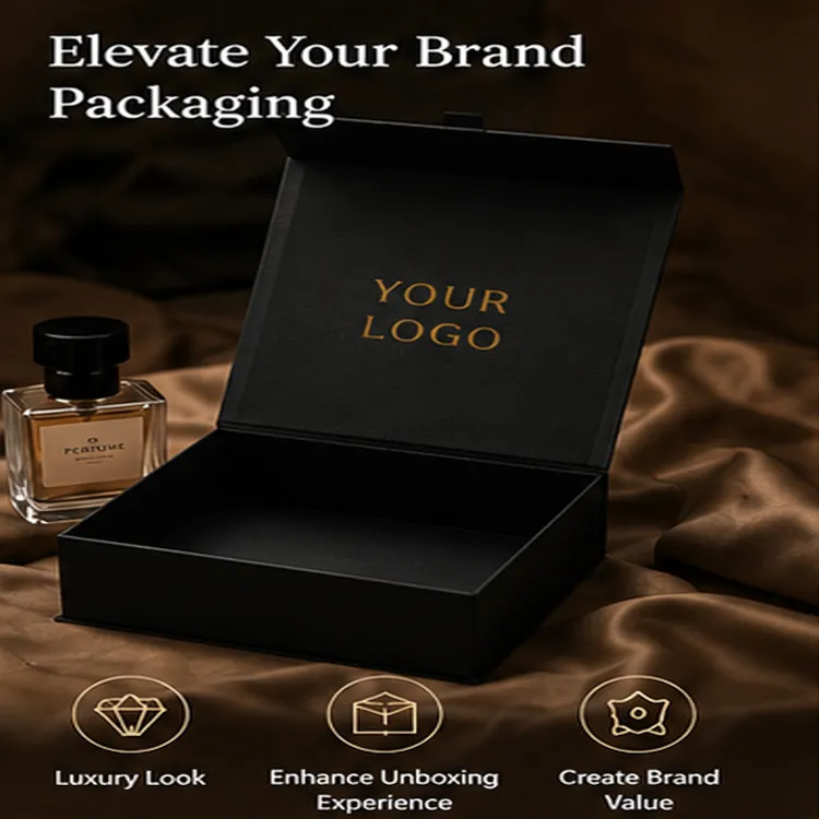 Premium Collapsible Rigid Box with Hot Stamping Logo Custom Ribbon Magnetic Lid Sponge Lining Candle & Skincare Gift Box