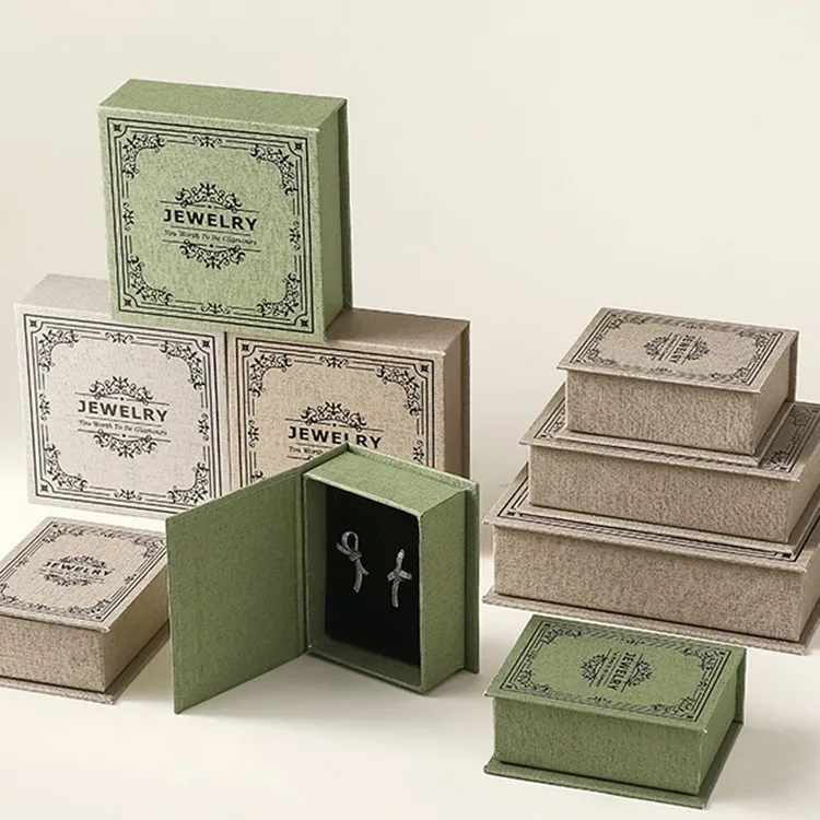 Wholesale Customizable Rigid Cardboard Magnetic Closure Recycled Materials Jewellery Gift Paper Box for Rings Earrings Bracelets