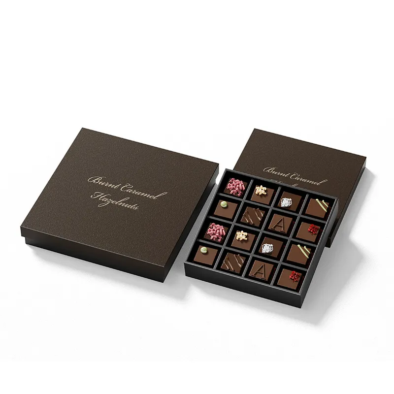 Luxury Recyclable Cardboard Chocolate Packaging Gift Box Magnetic Closure Embossed Finish Paper Insert for Food for Presentation