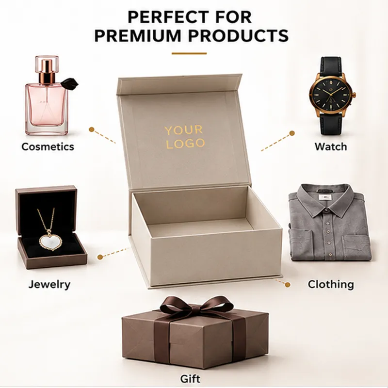 Luxury Custom Folding Magnetic Box PVC Window Hot Stamping Logo Sponge Ribbon Closure for Perfume Candle Chocolate Gift