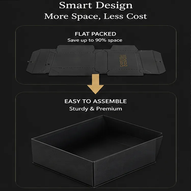 Premium Collapsible Rigid Box with Hot Stamping Logo Custom Ribbon Magnetic Lid Sponge Lining Candle & Skincare Gift Box