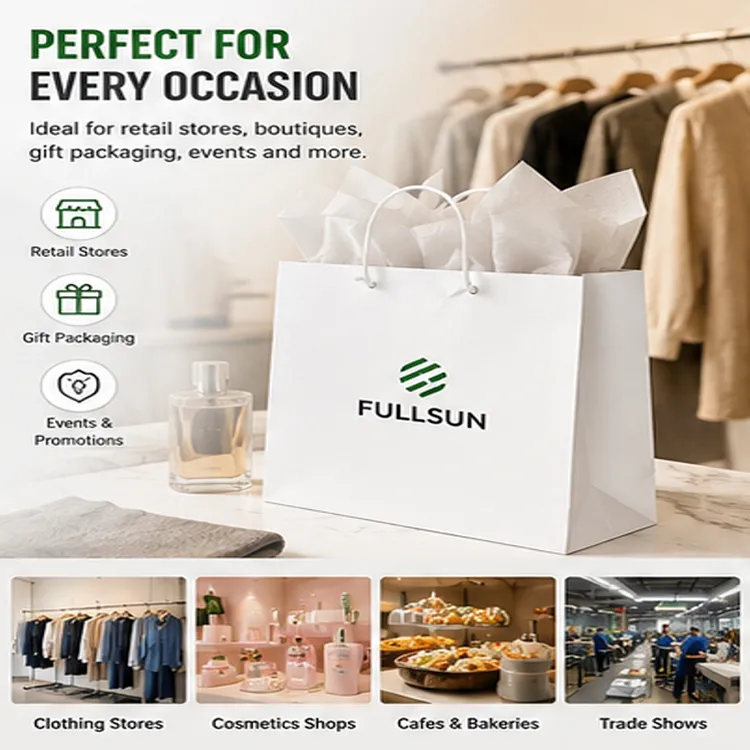 Custom Logo Moisture Proof Waterproof Reusable Paper Bags White Card Clothing Shopping Eco Friendly Packaging Retail Gift Bags