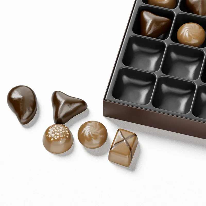 Customized High-end Chocolate Cardboard Hard Box with Gold Label Paper on Top and Bottom, Chocolate Packaging Box