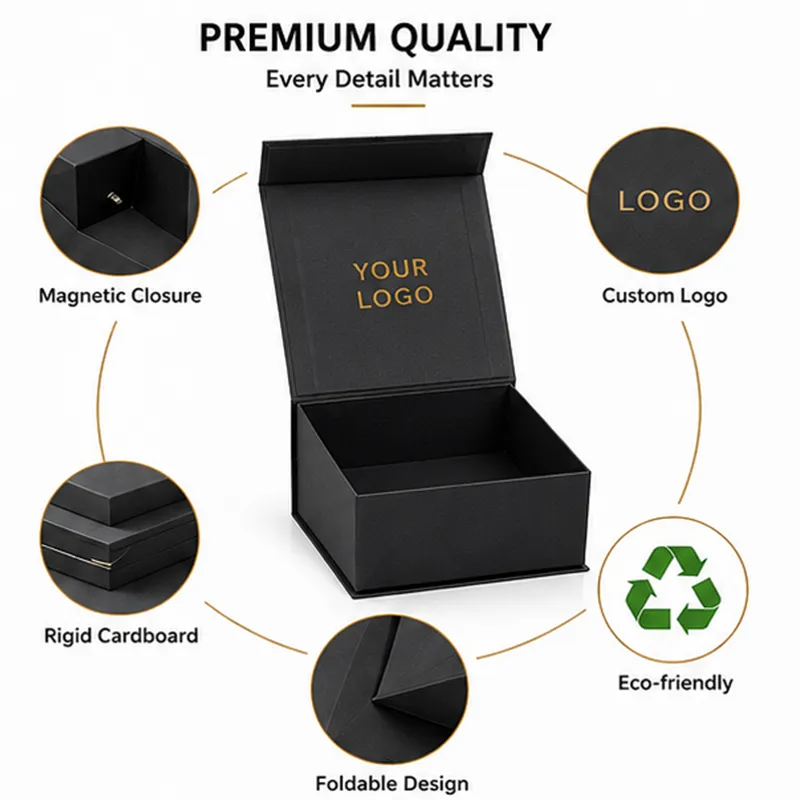 Luxury Custom Folding Magnetic Box PVC Window Hot Stamping Logo Sponge Ribbon Closure for Perfume Candle Chocolate Gift