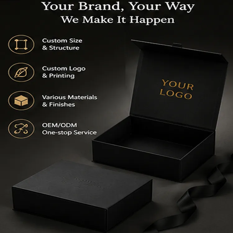 Premium Collapsible Rigid Box with Hot Stamping Logo Custom Ribbon Magnetic Lid Sponge Lining Candle & Skincare Gift Box