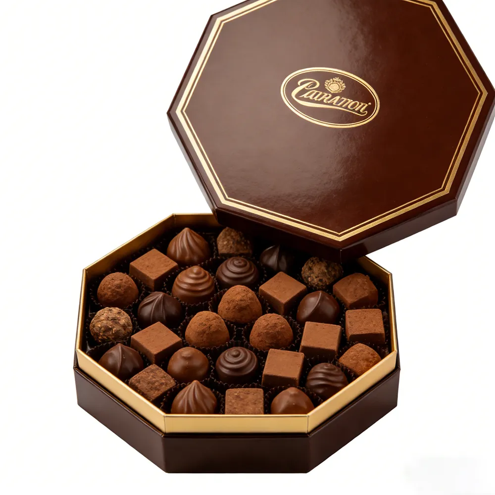 Luxury Octagonal Party Chocolate Gift Box with Gold Foil Logo - Premium Rigid Cardboard Packaging for Assorted Chocolates