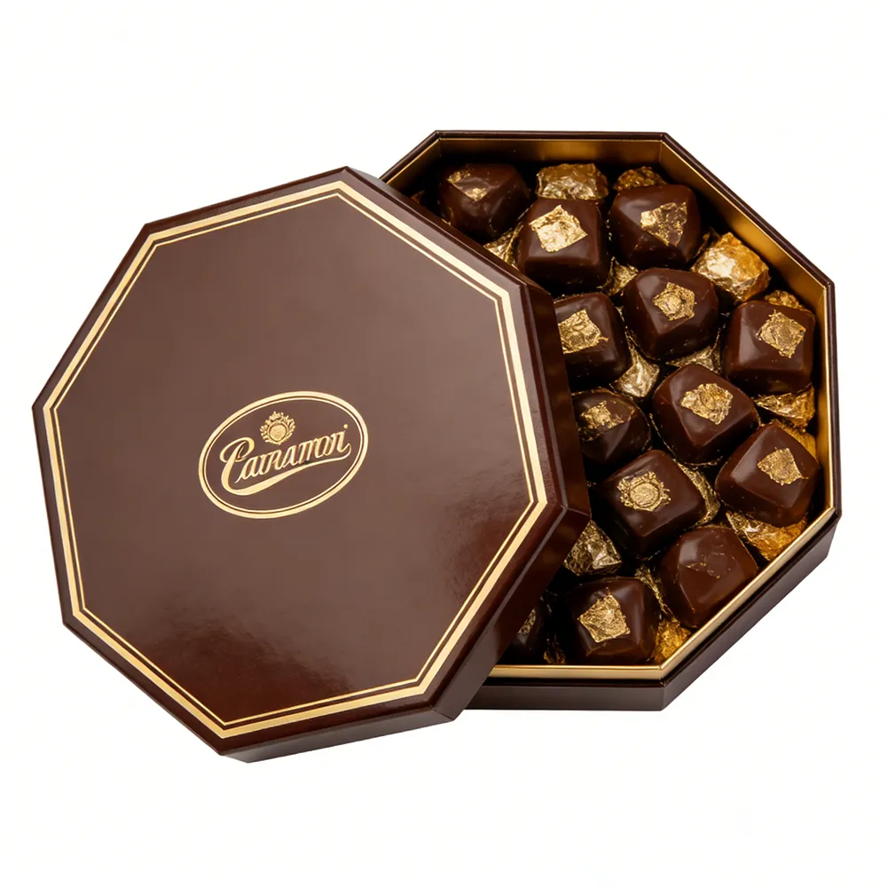 Luxury Octagonal Party Chocolate Gift Box with Gold Foil Logo - Premium Rigid Cardboard Packaging for Assorted Chocolates