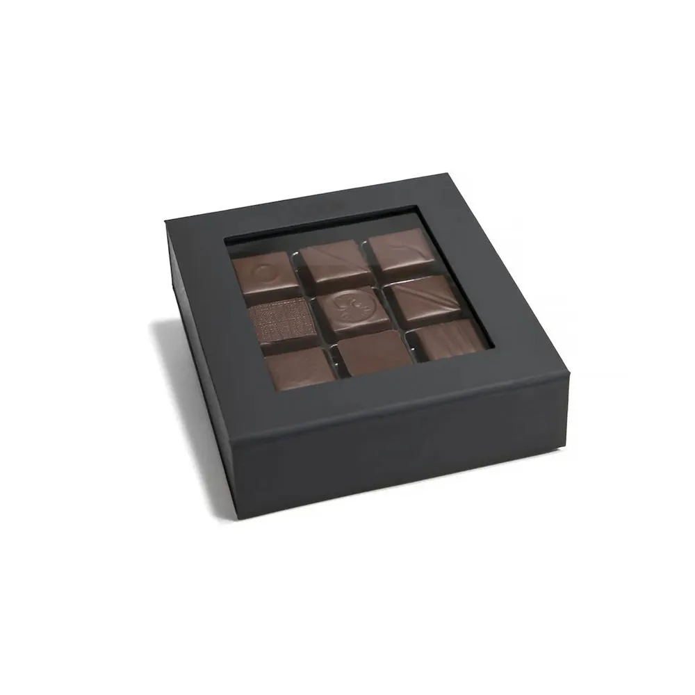 Custom Empty Black Compartment Chocolate Truffle Box Packaging with Window Boxes for Truffles