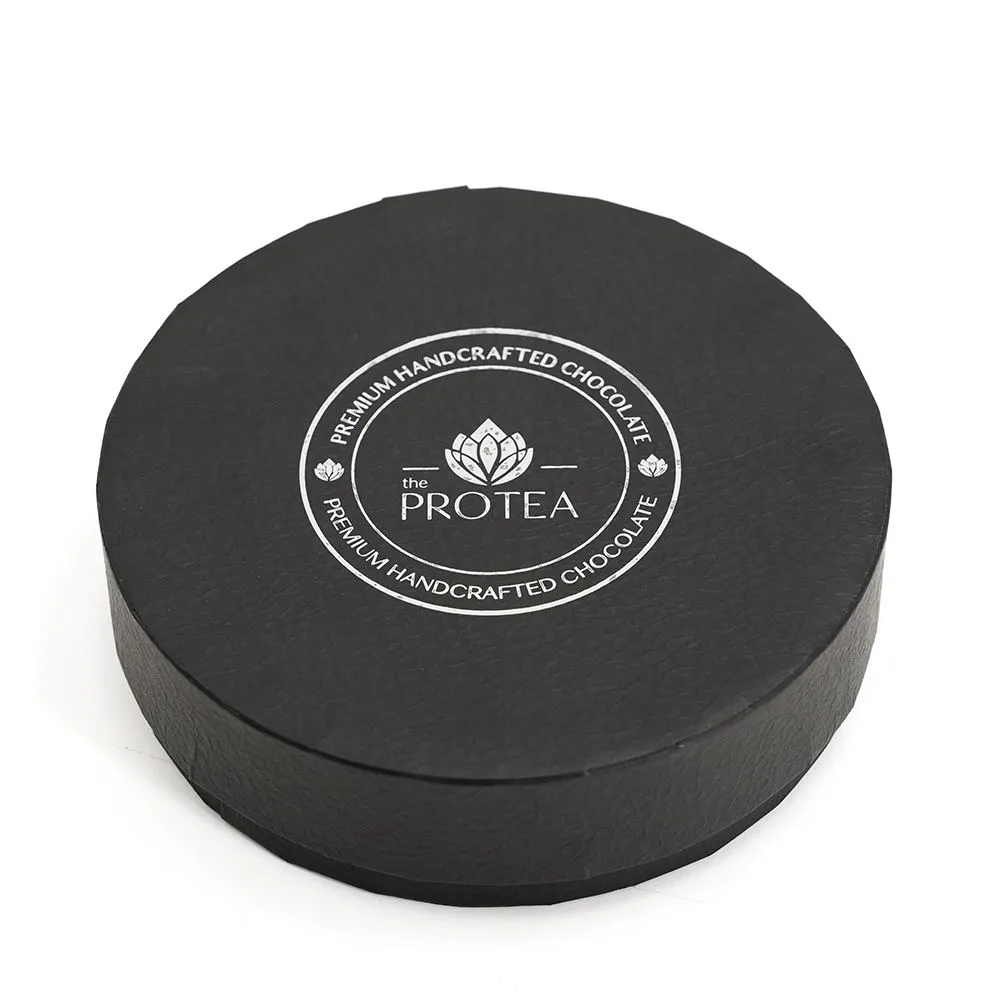 Custom Premium Textured Paper Circle Shape Chocolate Praline Box Gift Packaging Box with Plastic Insert