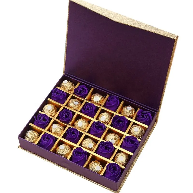 Eco-friendly Custom Logo Embossed Luxury Truffle Gift Packaging Book Shaped Rigid Paper Magnetic Closure Chocolate Box Plastic