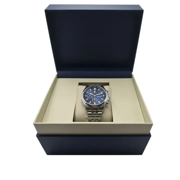 Customized High-end Watch Rigid Linked Box Recycled Paperboard Spot UV Gold Foil Label Closure Handle for Watch Gifts Cosmetics