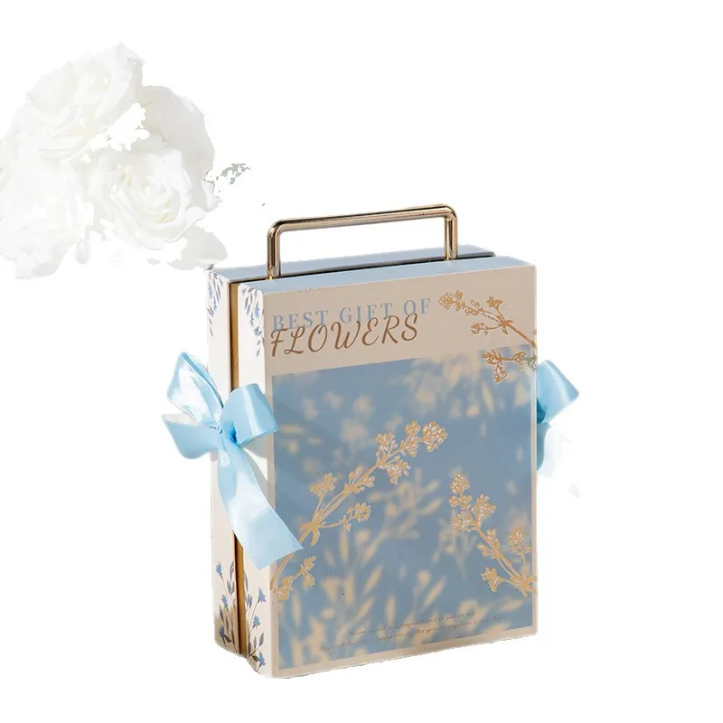 Valentine's Day Gift Box Cardboard Matt Lamination Embossing with Handle Luxury Rigid Board Perfume Packaging Custom