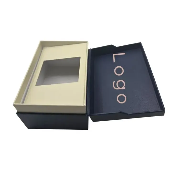 Customized High-end Watch Rigid Linked Box Recycled Paperboard Spot UV Gold Foil Label Closure Handle for Watch Gifts Cosmetics