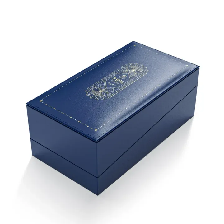 Customized High-end Chocolate Rigid Linked Box Recycled Paperboard Gold Foil Label Closure Handle for Food Cosmetics Gift