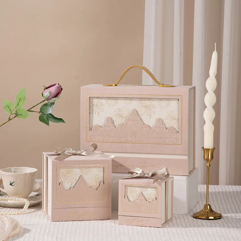 Custom Luxury Rigid Gift Box with Gold Foil Embossing Matt Lamination Magnetic Closure Logo Printing for Wedding