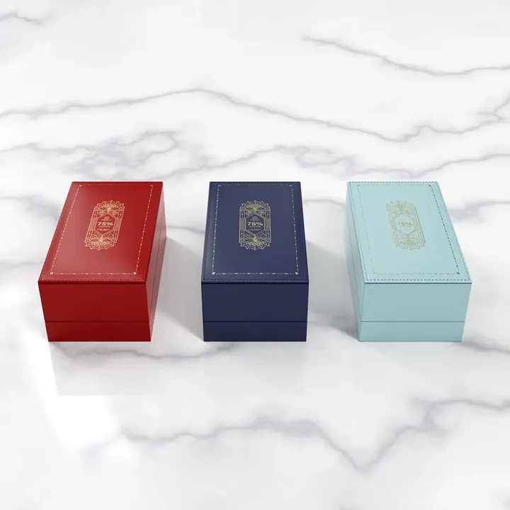 Customized High-end Chocolate Rigid Linked Box Recycled Paperboard Gold Foil Label Closure Handle for Food Cosmetics Gift