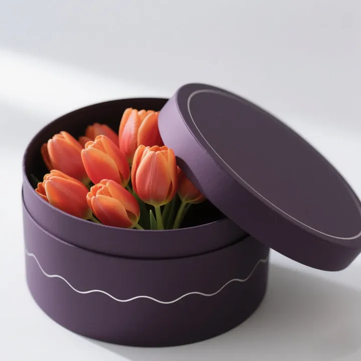 Custom Color Printed Recyclable Paper Tube Packaging Box Foil Stamping for Flower Festival Thanksgiving Round Box