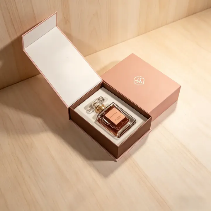 Customized Cosmetic Rigid Box Recycled Paperboard Pantone Color Foil Stamping Foldable Magnetic Handle Gifts for Perfume