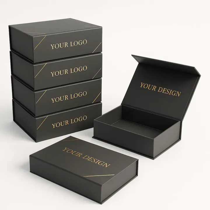 Customized Cosmetic Rigid Box Recycled Paperboard Spot UV Foil Stamping Label Foldable Magnetic Handle Gifts for Perfume Watch