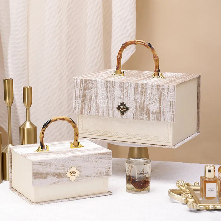 Luxury Matte Perfume Cosmetics Candle Wallet Packaging Premium Reusable Wooden Handle Leather Velvet Metal Buckle Rigid Gift Box