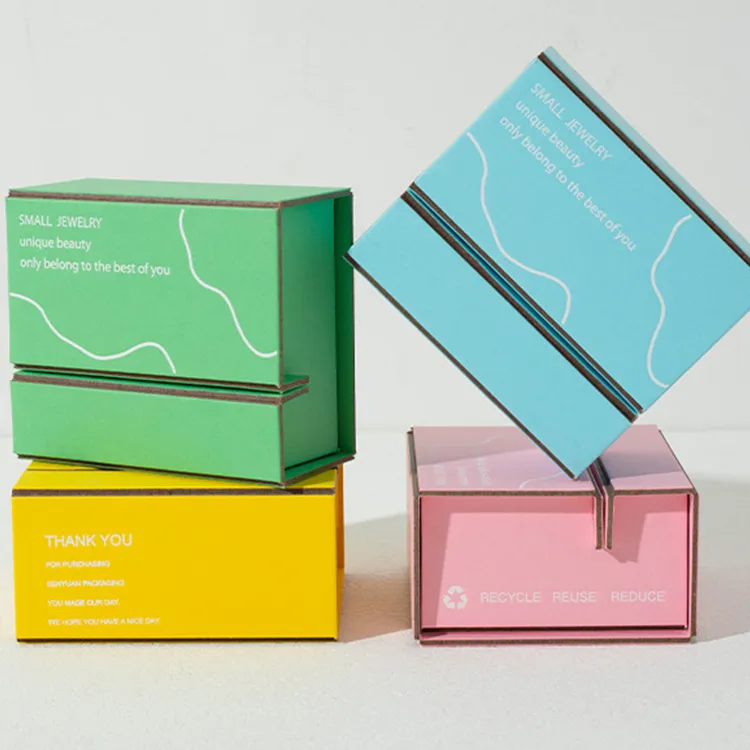 Custom Logo Flat Rigid Paperboard Jewelry Packaging Box with Magnetic Closure Handle Embossing Gift Packaging