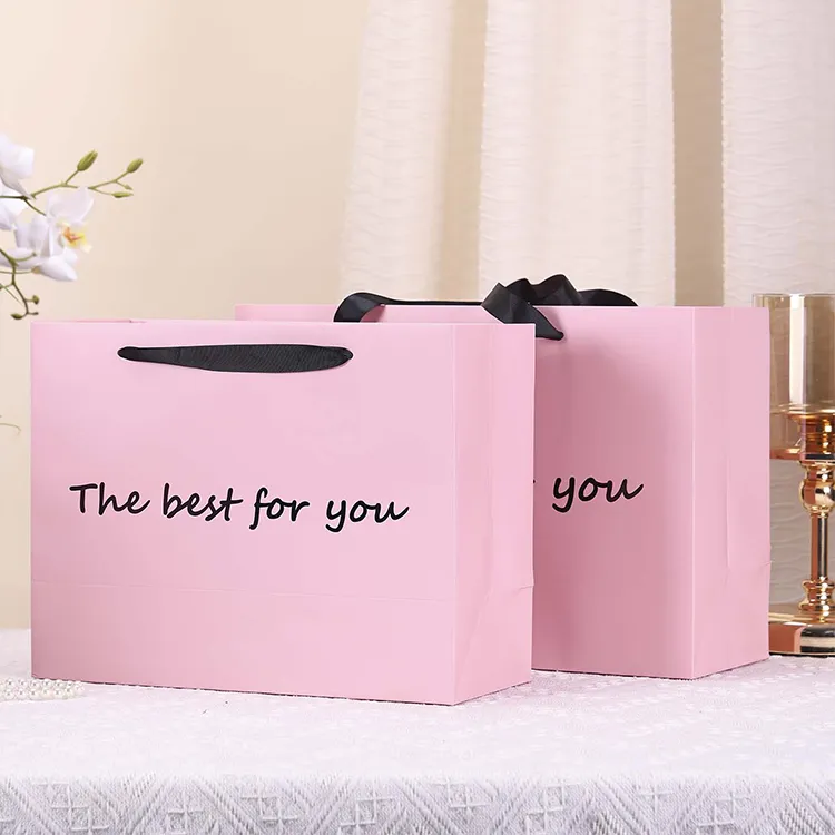 Customized Design Premium Square Birthday Gift Box Pink Bow Grey Cardboard Recyclable Recycled Materials UV Coating Packaging