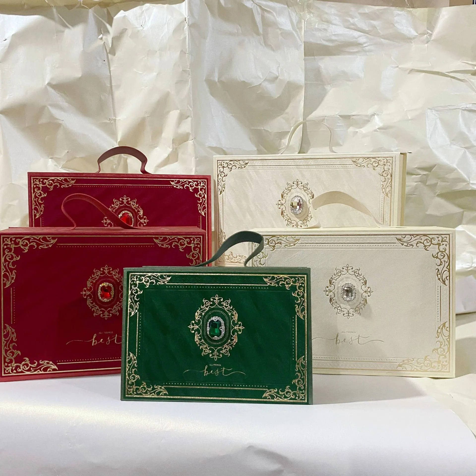 European American Light Luxury Gem Sponge Liner Rectangular Flip Portable Custom Handmade Gift Candy Craft Box Wedding Birthday