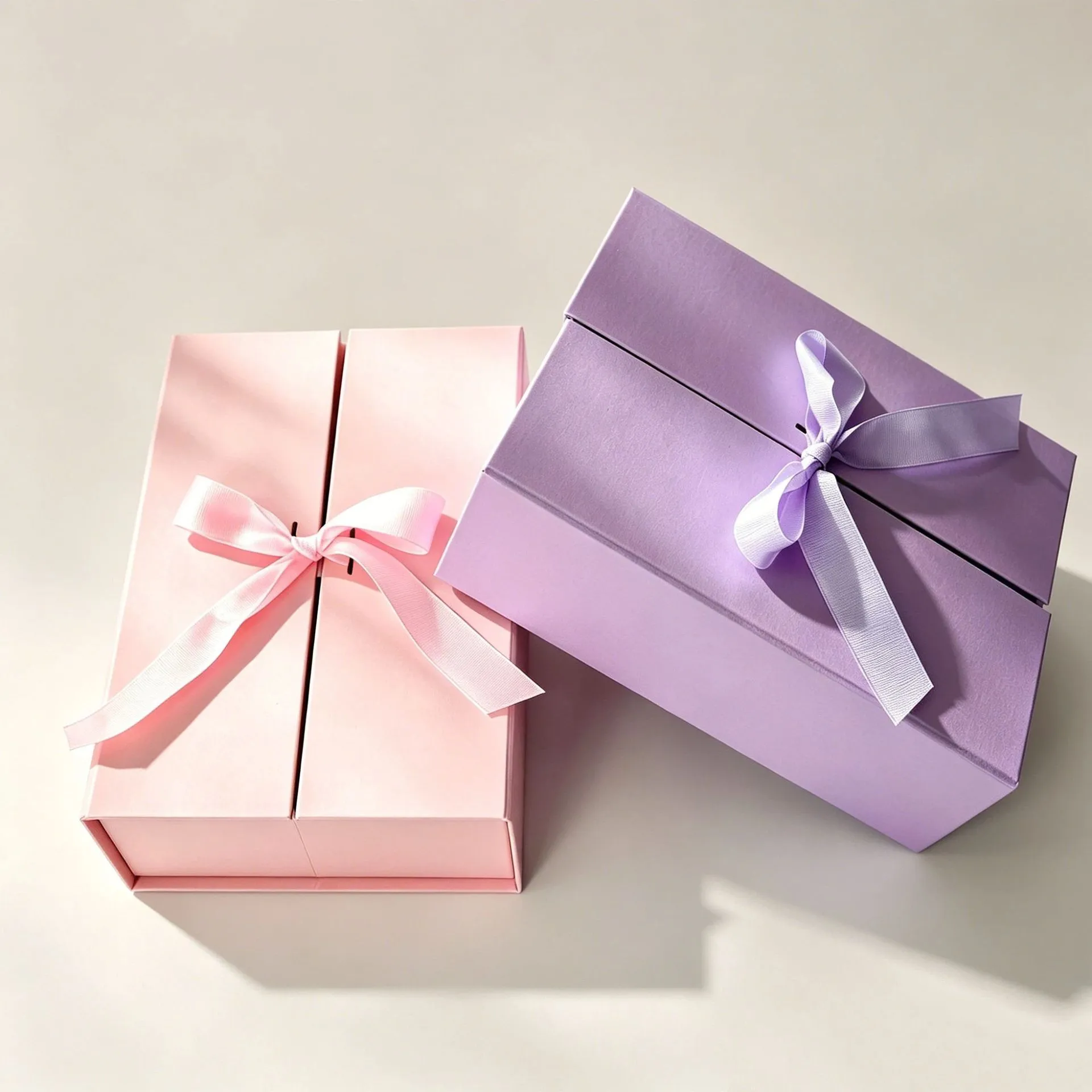 Luxury Pink Double Door Gift Box Ribbon Bow Custom Logo Rigid Cardboard Gatefold Opening Magnetic Recycled Materials Candle