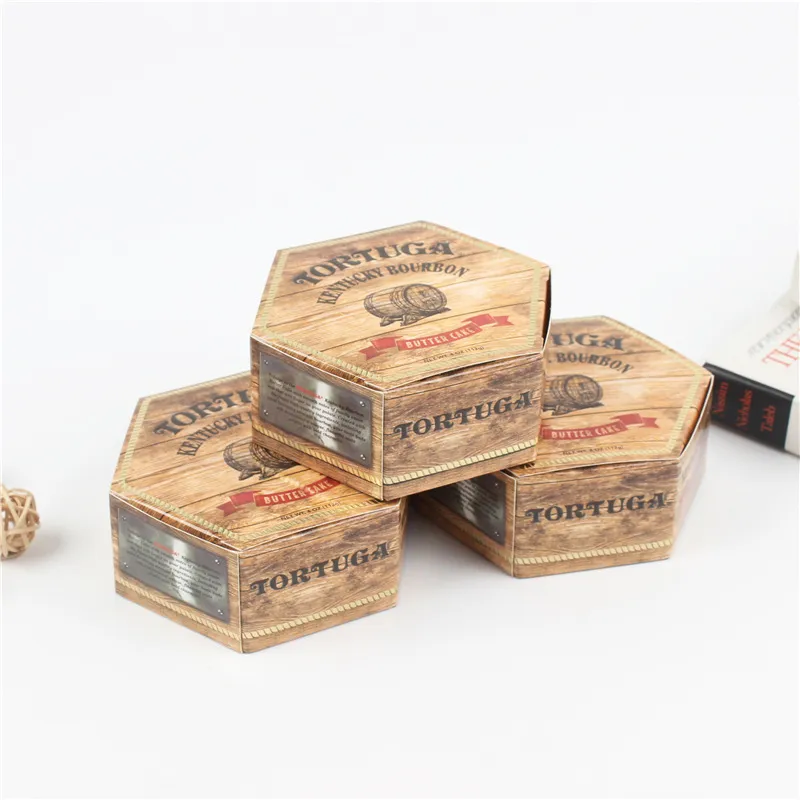Customized Eco Friendly Hexagonal Pizza Burger Biscuit Egg Roll Gift Rigid Paper Box with Matt Lamination and Embossing