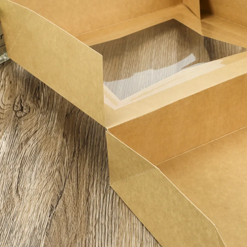 Wholesale Eco Friendly Coated Paper Rigid Bento Boxes for Bakery Cake Packaging with Custom Printing and Clear Window