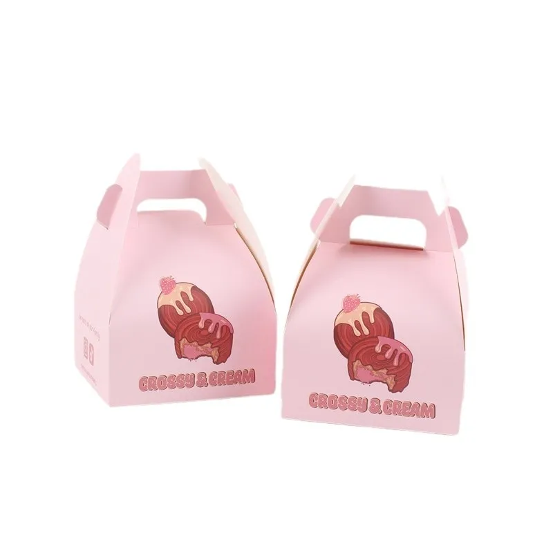 Bakery Rigid Paper Boxes Food-Grade Custom Printed Handle Matt Lamination Embossing UV Coating Recyclable Recycled Materials