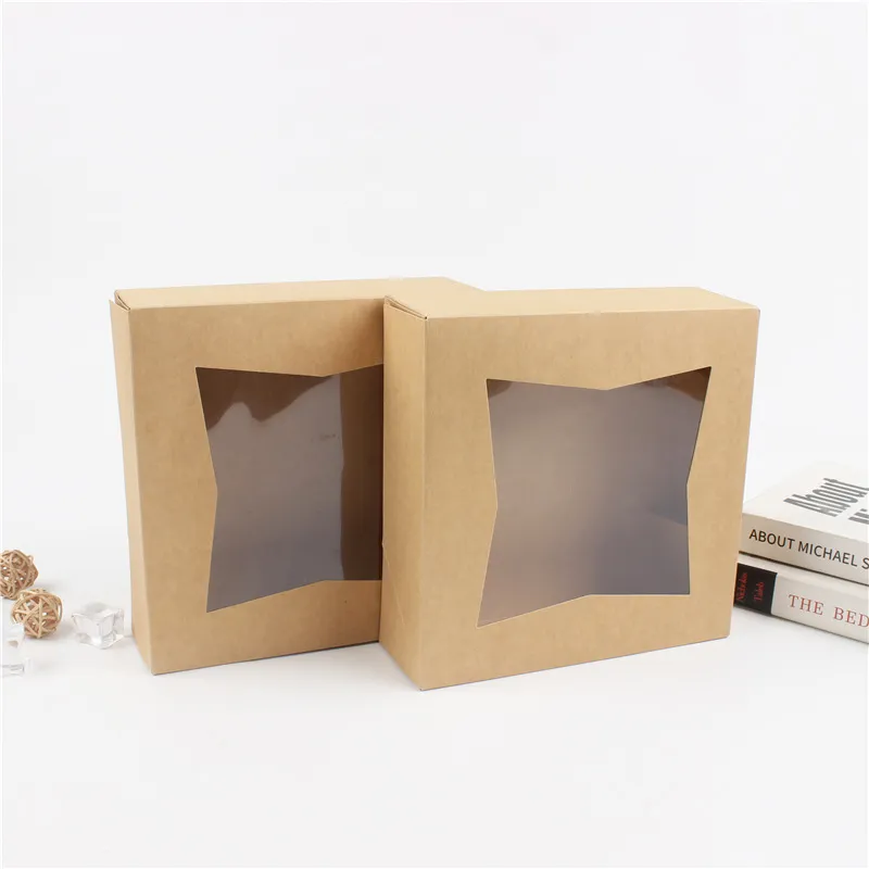 Wholesale Eco Friendly Coated Paper Rigid Bento Boxes for Bakery Cake Packaging with Custom Printing and Clear Window