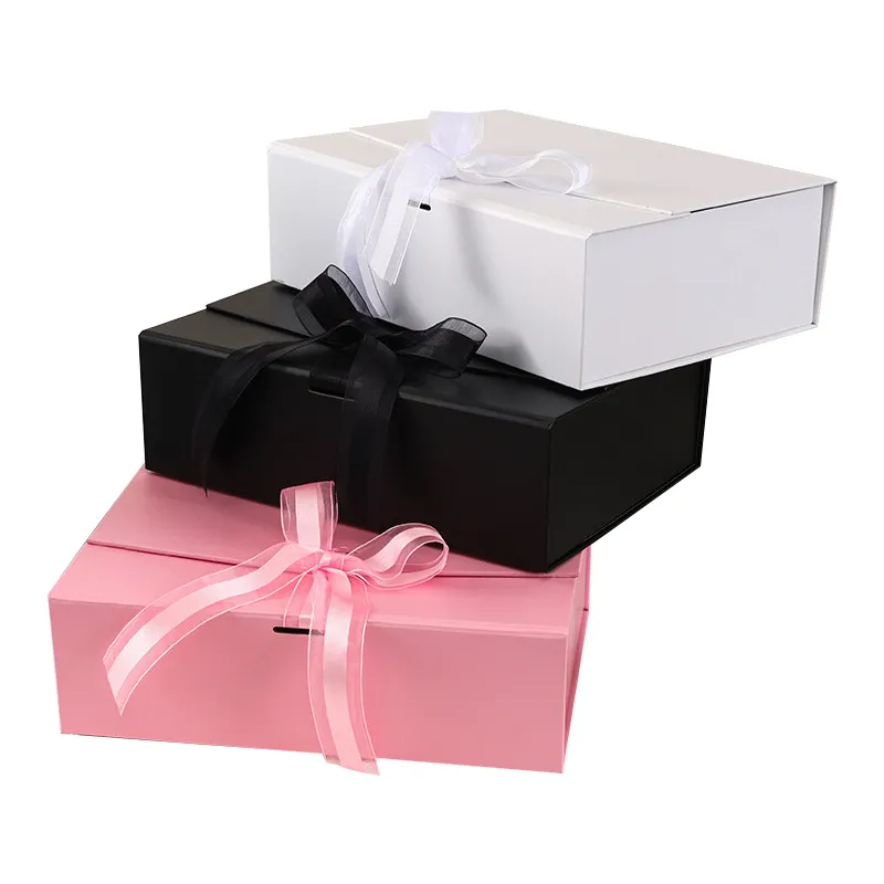 Custom Large Luxury Branded Recycled Materials Paperboard Box Black Magnetic Folding Design Clothing Socks Gift Packaging Custom