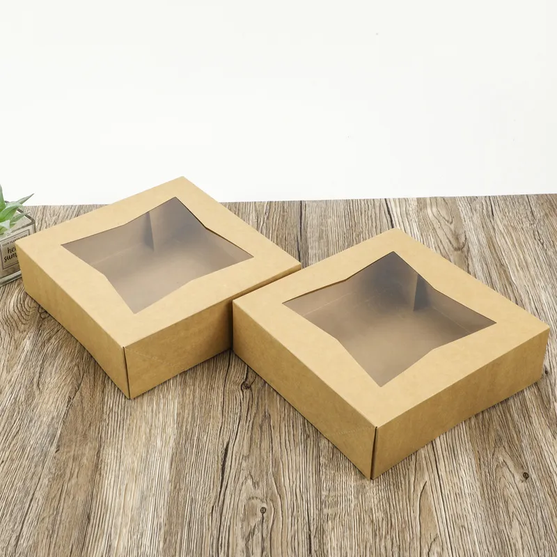 Wholesale Eco Friendly Coated Paper Rigid Bento Boxes for Bakery Cake Packaging with Custom Printing and Clear Window
