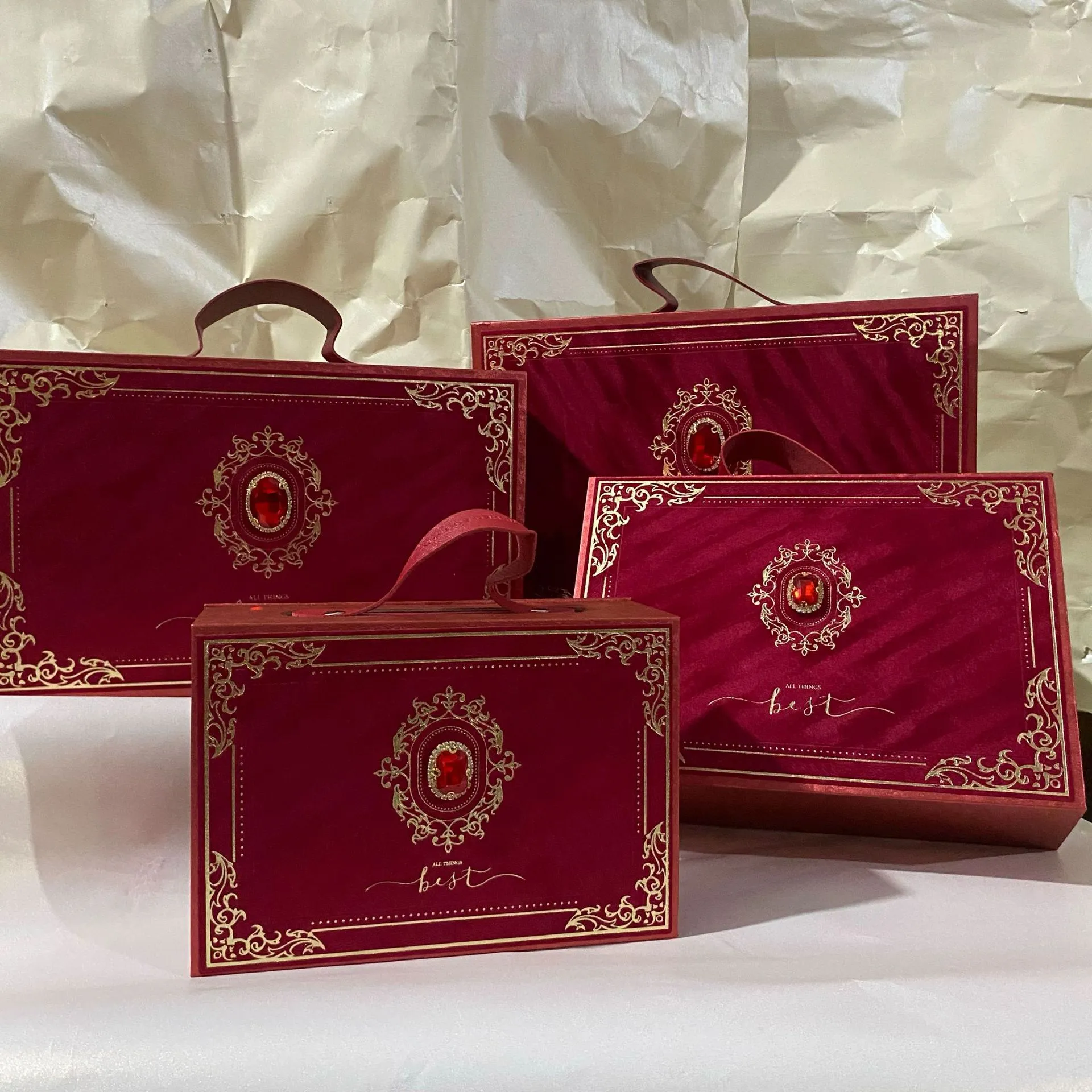 European American Light Luxury Gem Sponge Liner Rectangular Flip Portable Custom Handmade Gift Candy Craft Box Wedding Birthday